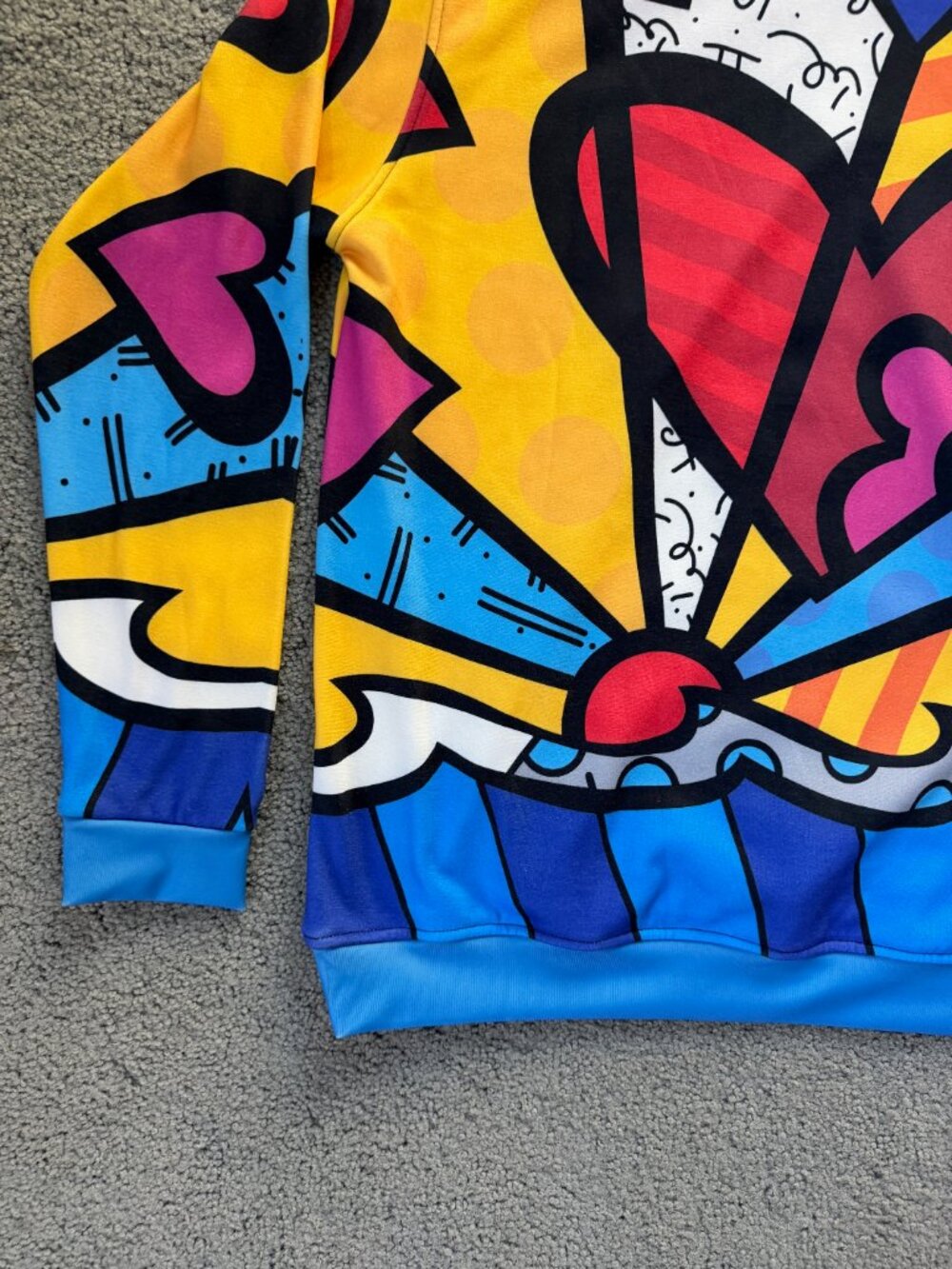 Fresh Hoods x Romero Britto New Day Pop Art Graphic Fleece Hoodie Multicolor - Picture 13 of 13